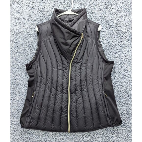 Calvin Klein Performance Down Puffer Vest Size 1X Full Zip Asymmetrical Black - Picture 1 of 13